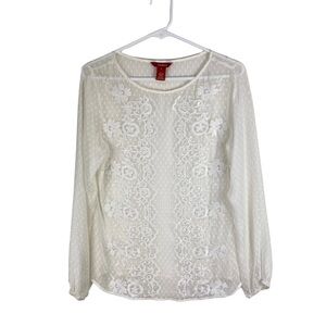 Sundance Silk Blend Blouse Top Women’s Size S Embroidered Cream Ivory